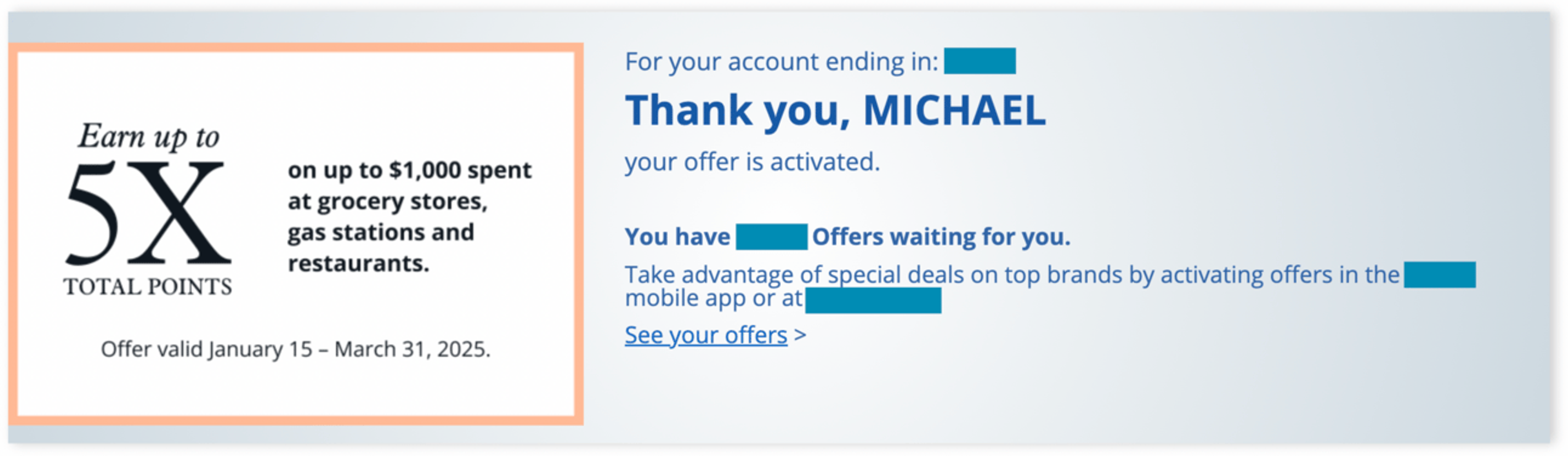 Another example of an offer I received to earn 5x Marriott points