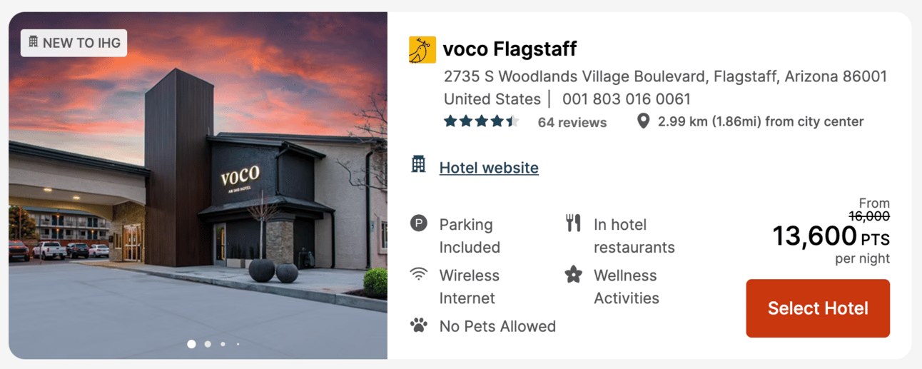 Voco Flagstaff for 14k points per night
