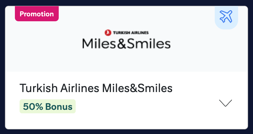 50% transfer bonus to Turkish airlines