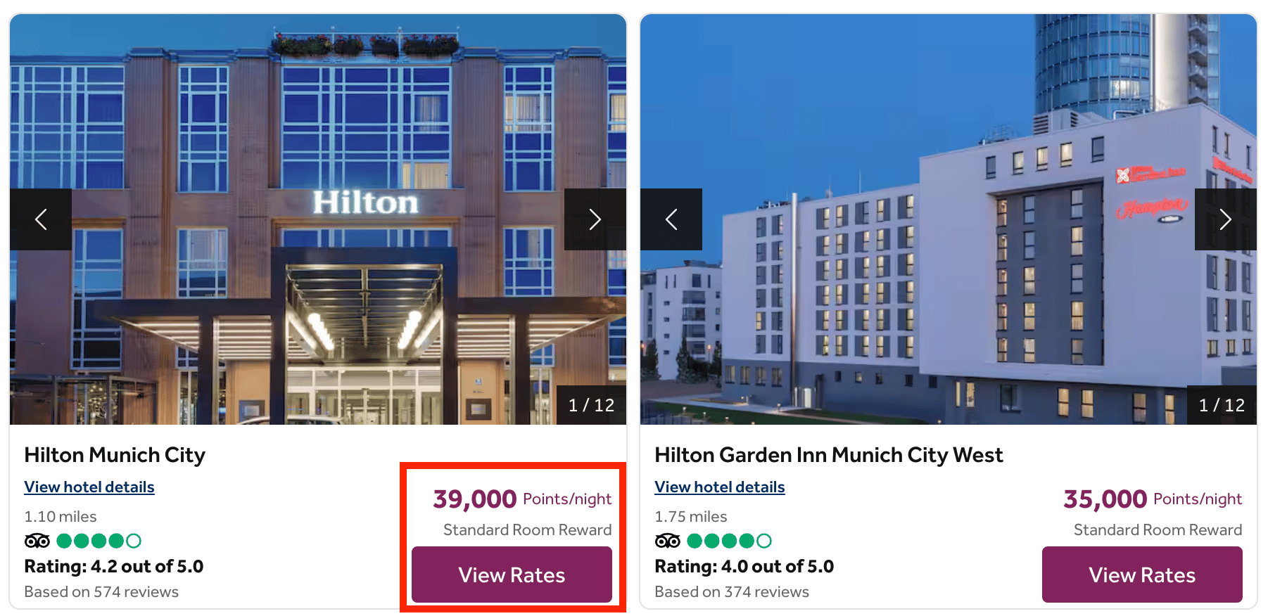 Hilton Munich city for 39,000 points per night