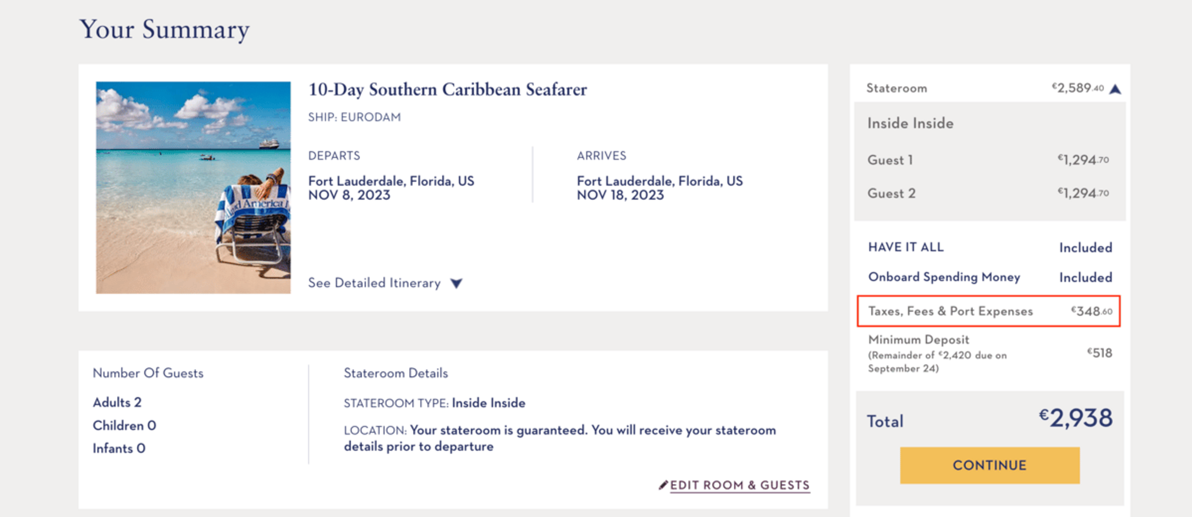 One example of the many cruises available on Holland America’s website