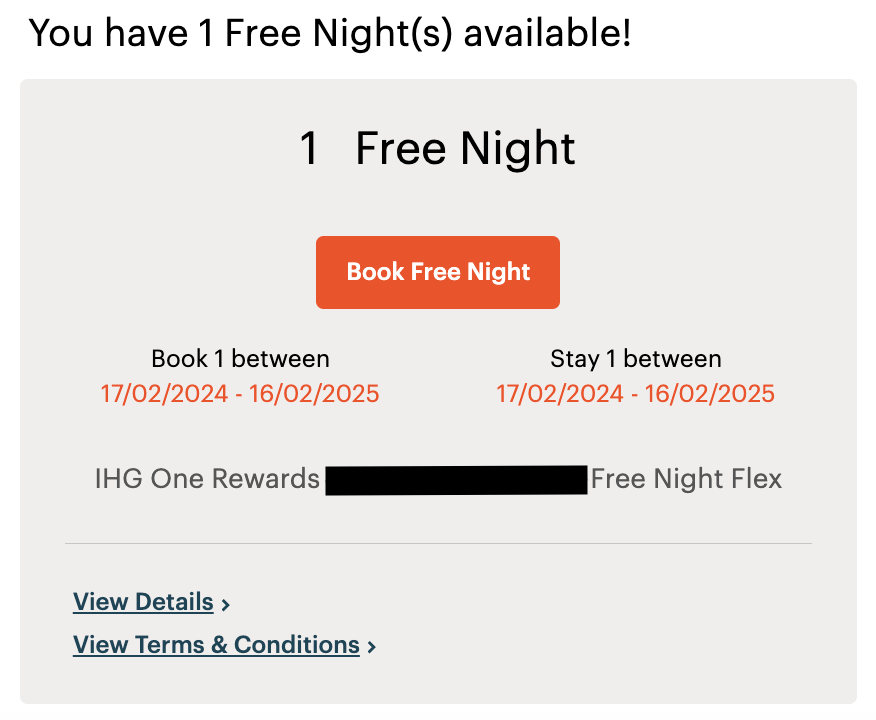IHG 40k Free night Award