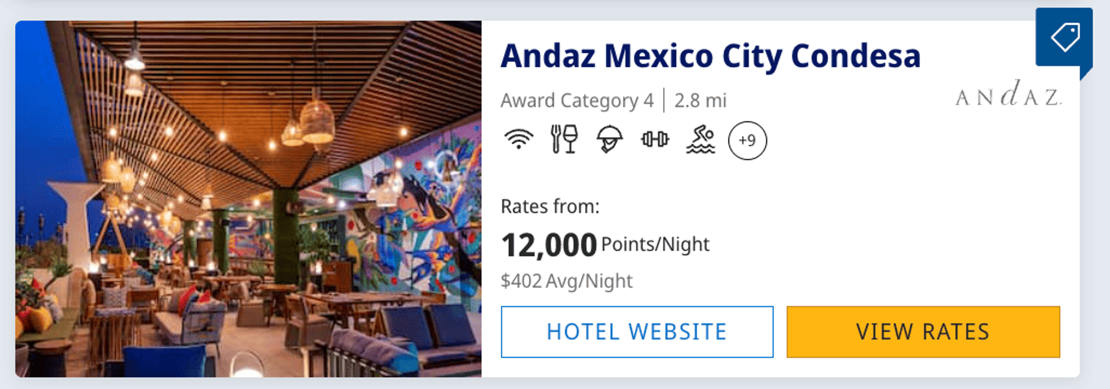 Andaz Condesa for 12,000 points per night