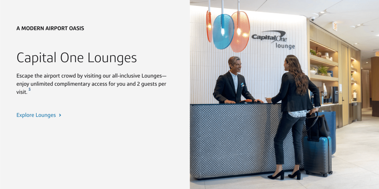A screenshot from Capital One's website showing the lounge access perk of the Venture X