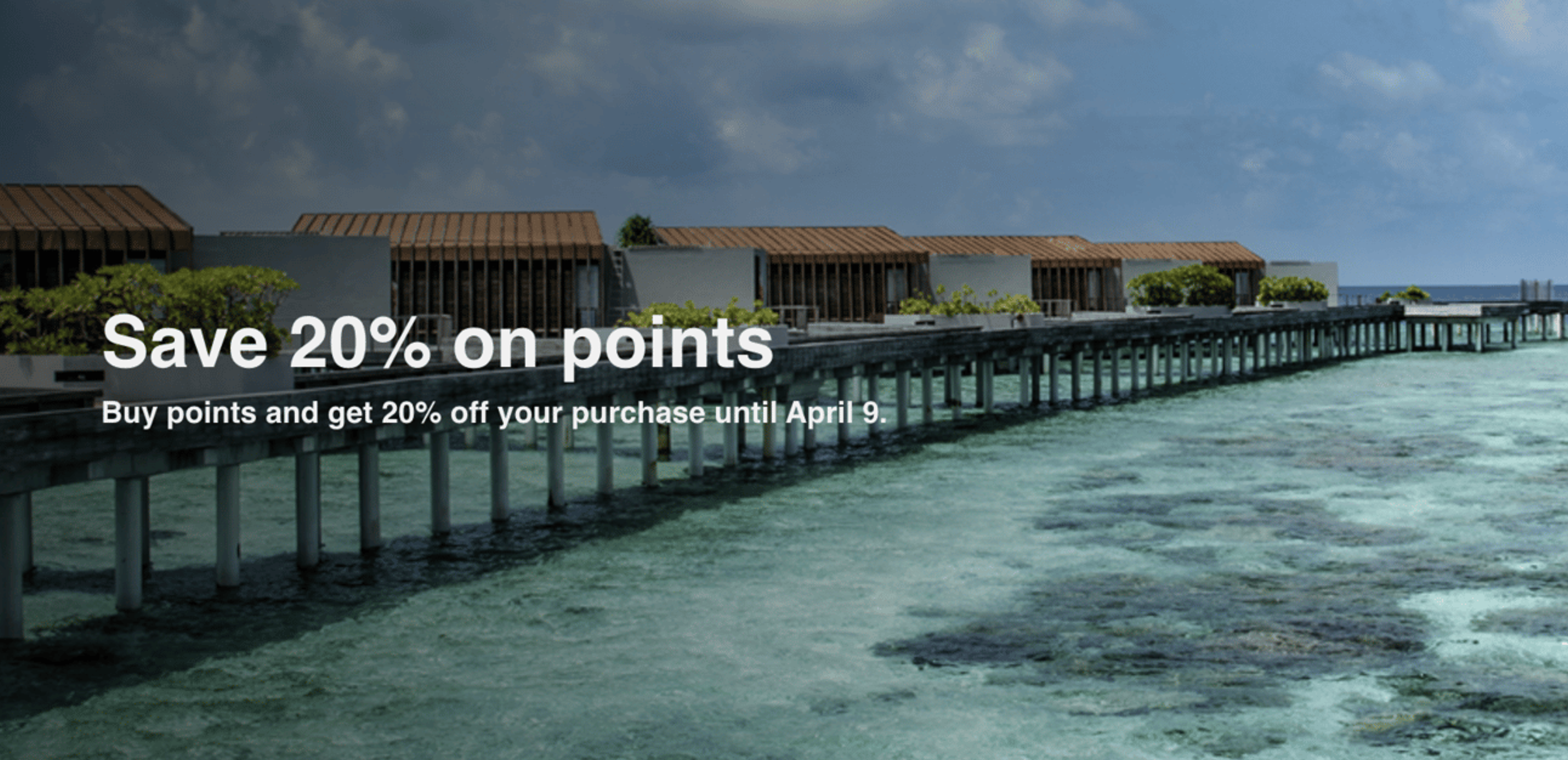 Screenshot from Hyatt's website, showing the current 20% discount on purchased points