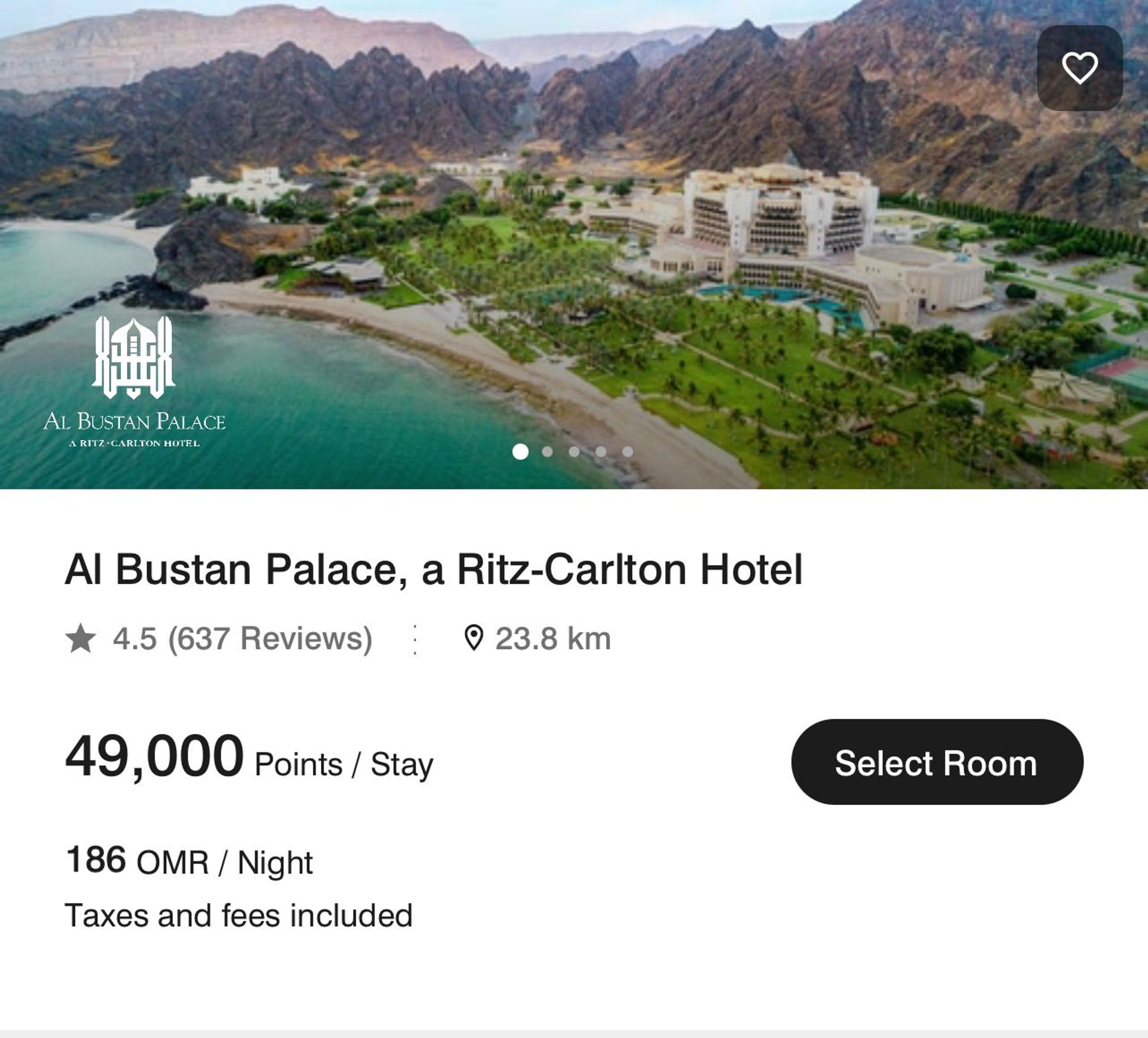 A Ritz-Carlton hotel in the Middle East that only coats 49,000 points per night