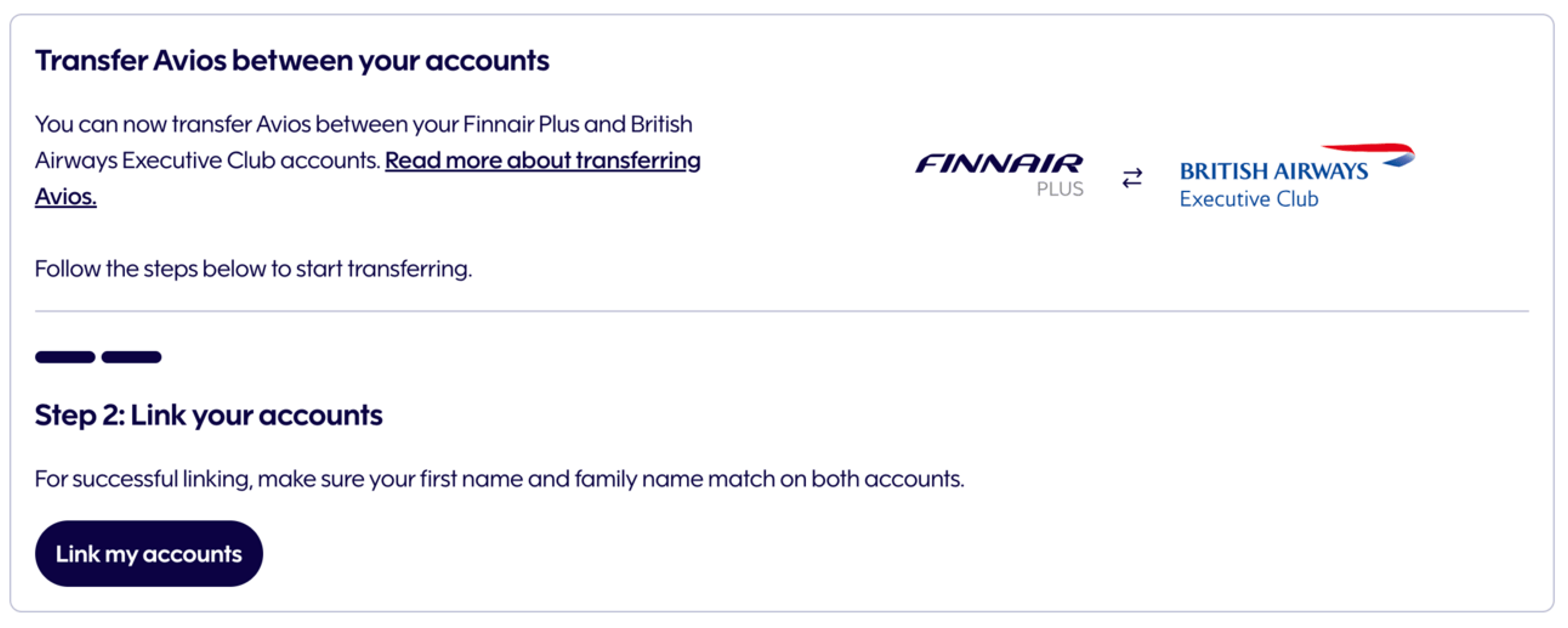 How to link Finnair and BA accounts