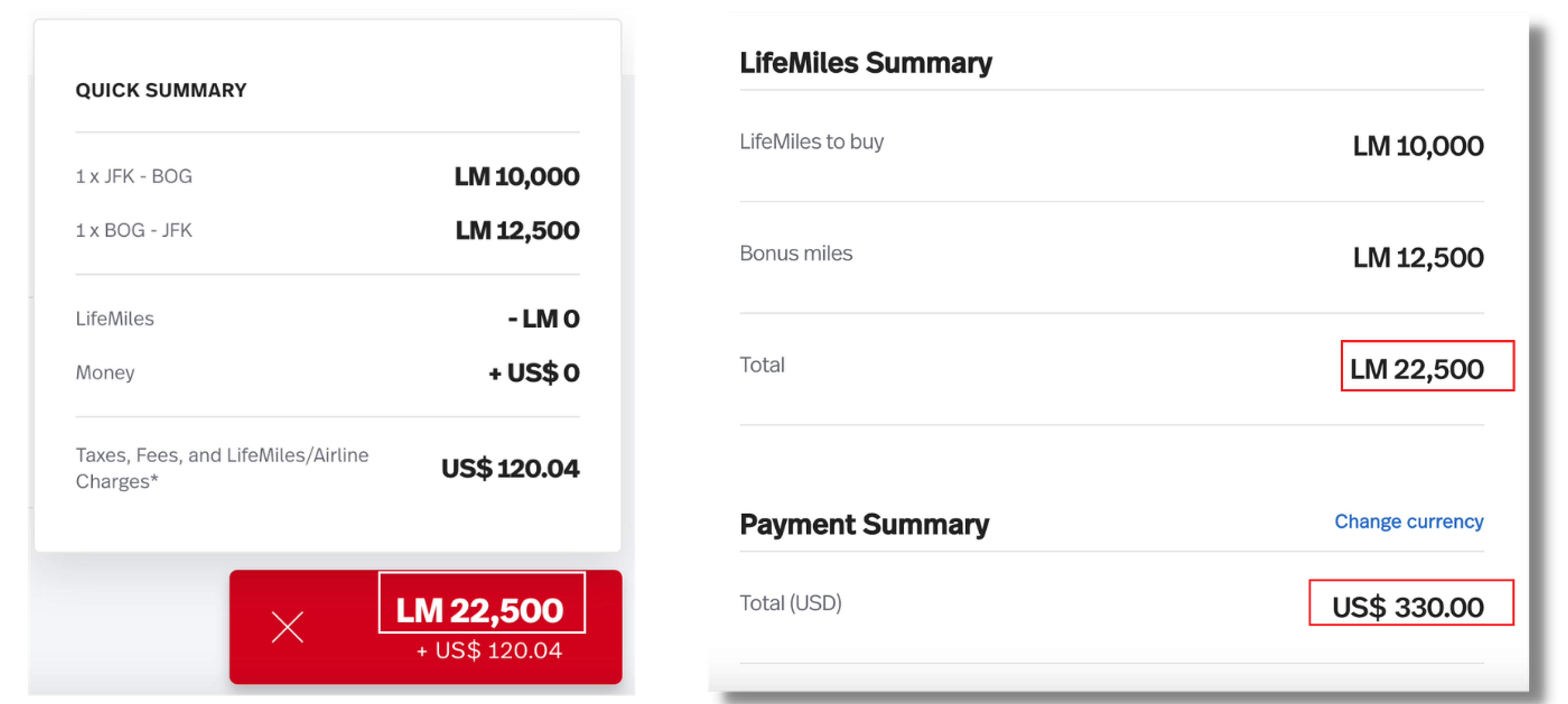 Avianca miles sample
