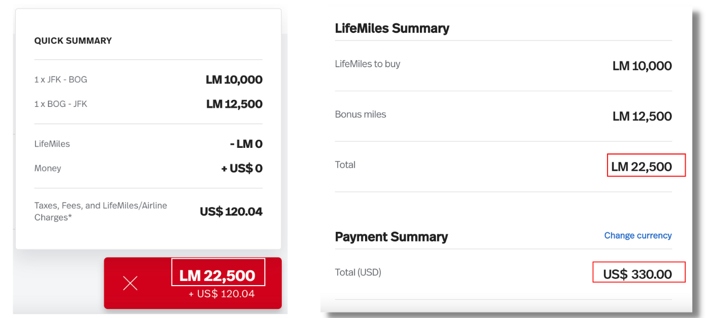 Avianca miles sample