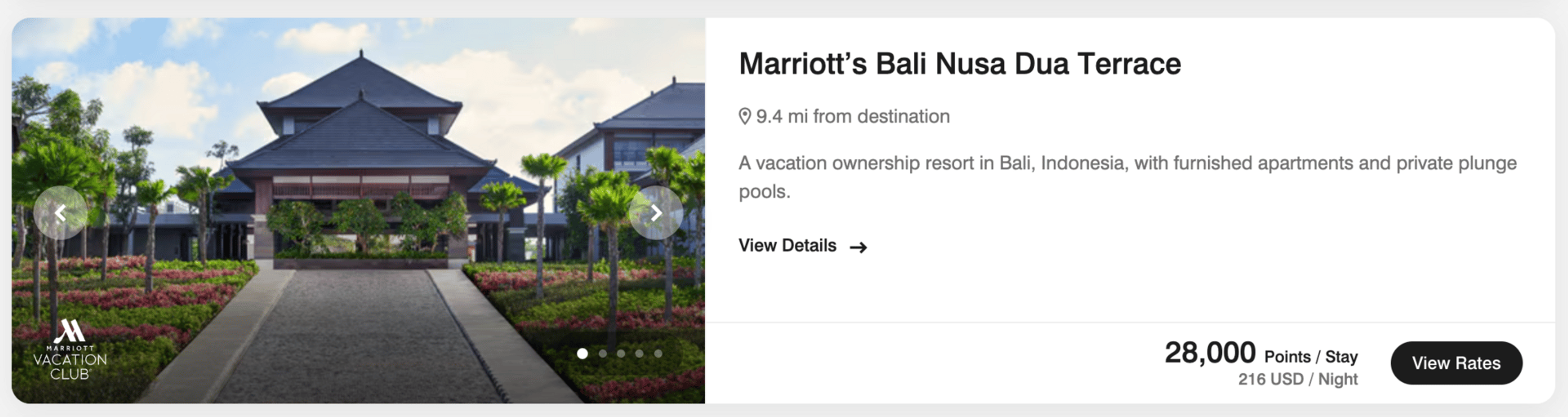 Marriott Nusa Dua resort for 28,000 points per night