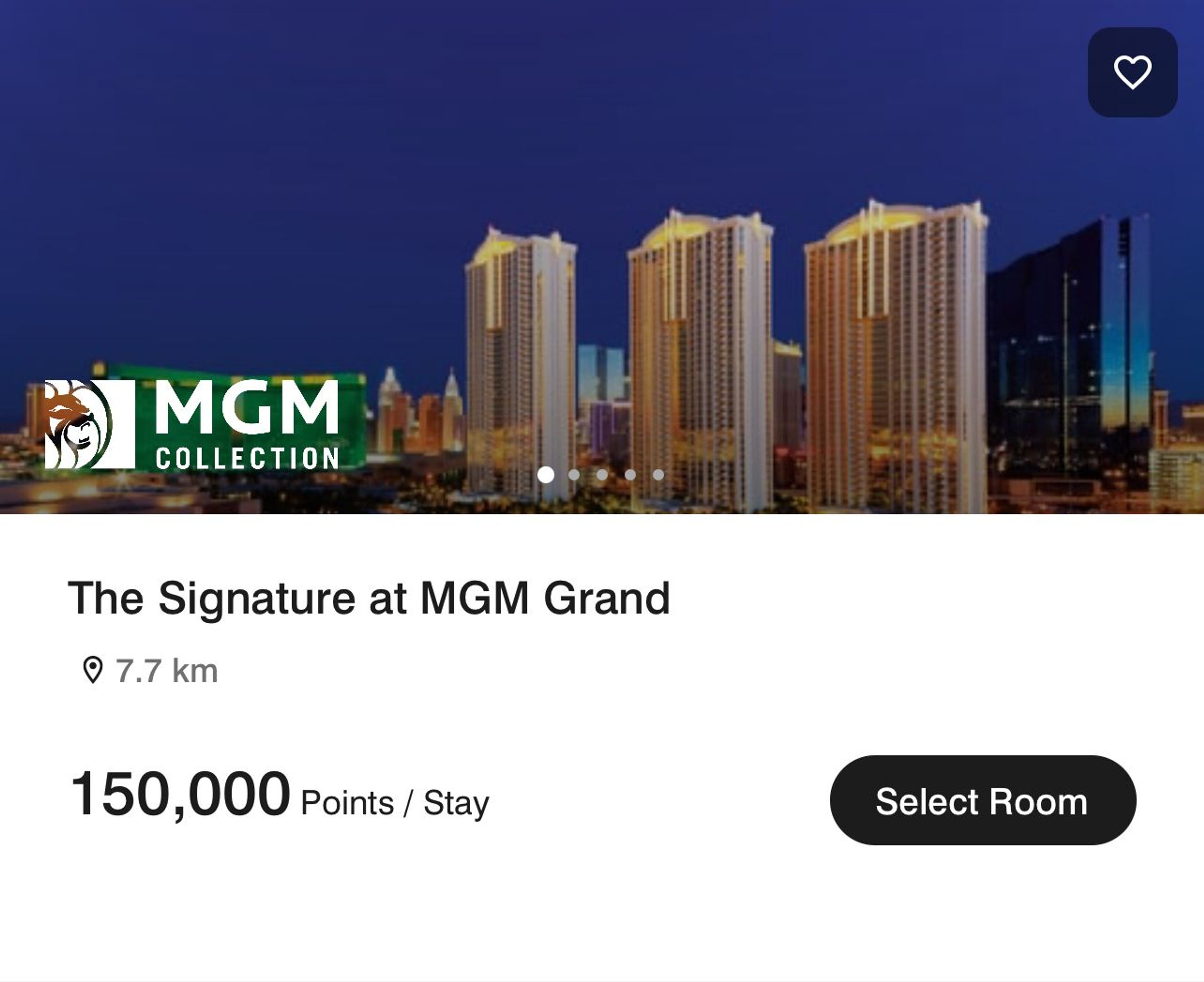 An MGM Vegas proprty that costs 150,000 Marriott points per night