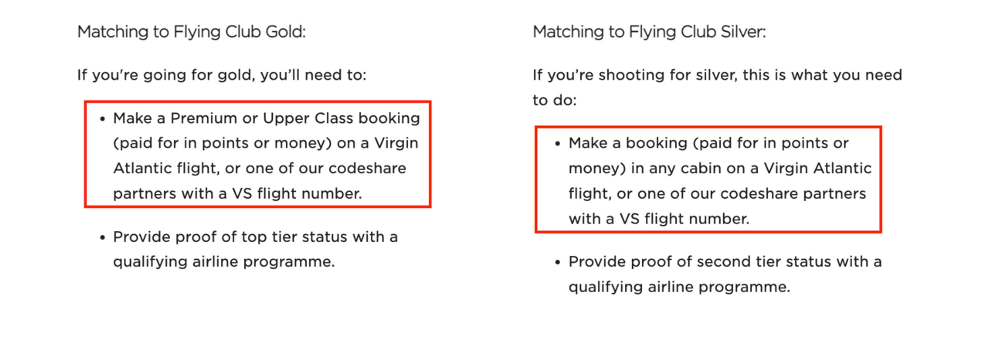 Virgin Atlantic status match