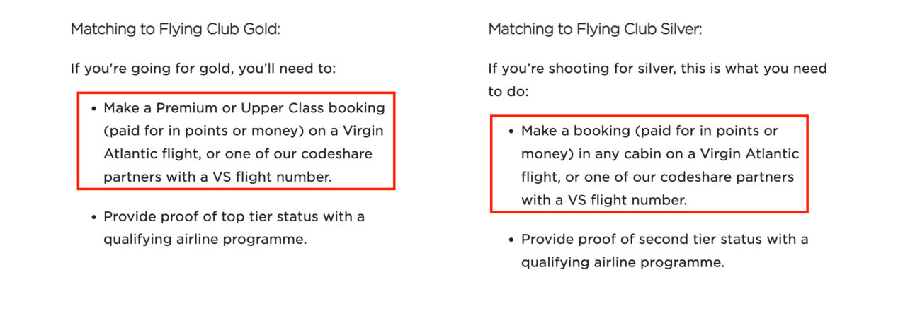 Virgin Atlantic status match