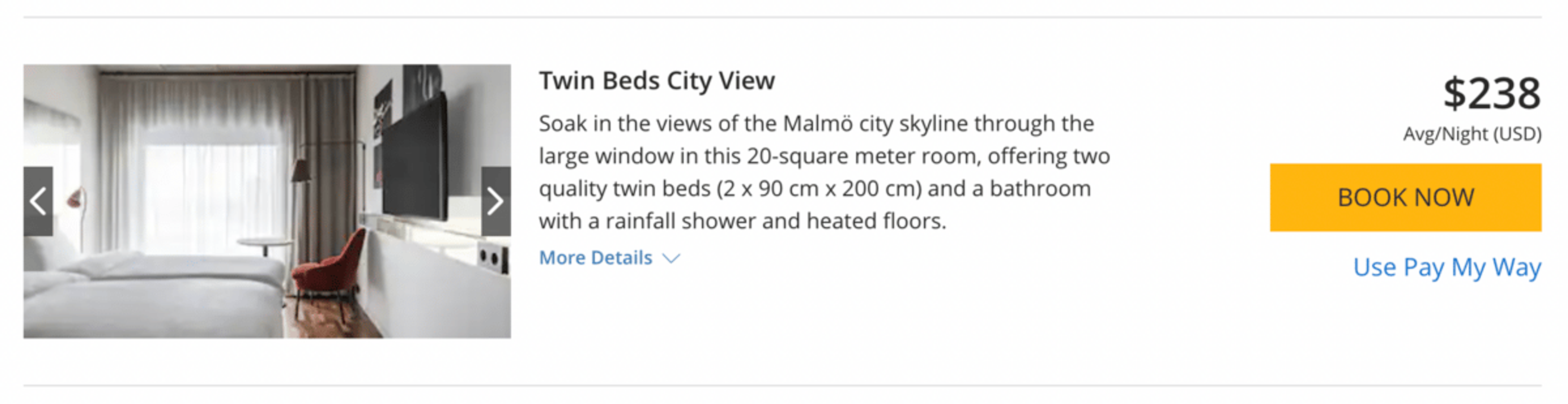 Sample booking on Hyatt’s website