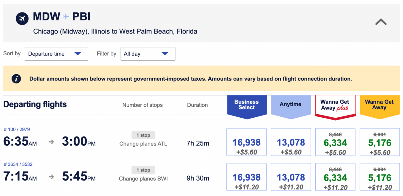 Southwest MDW-PBI for 5k points
