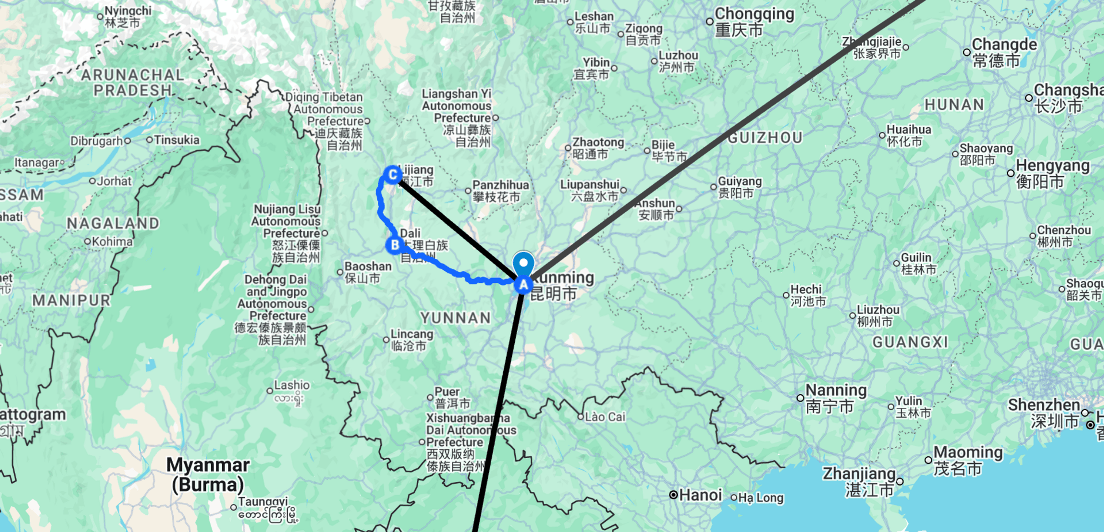 Example visa-free itinerary
