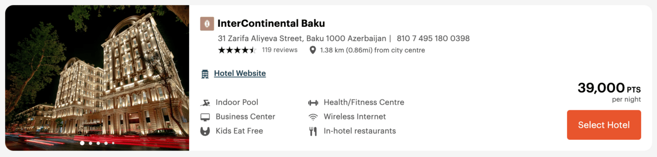 Intercontinental Baku for 39,000 IHG Points