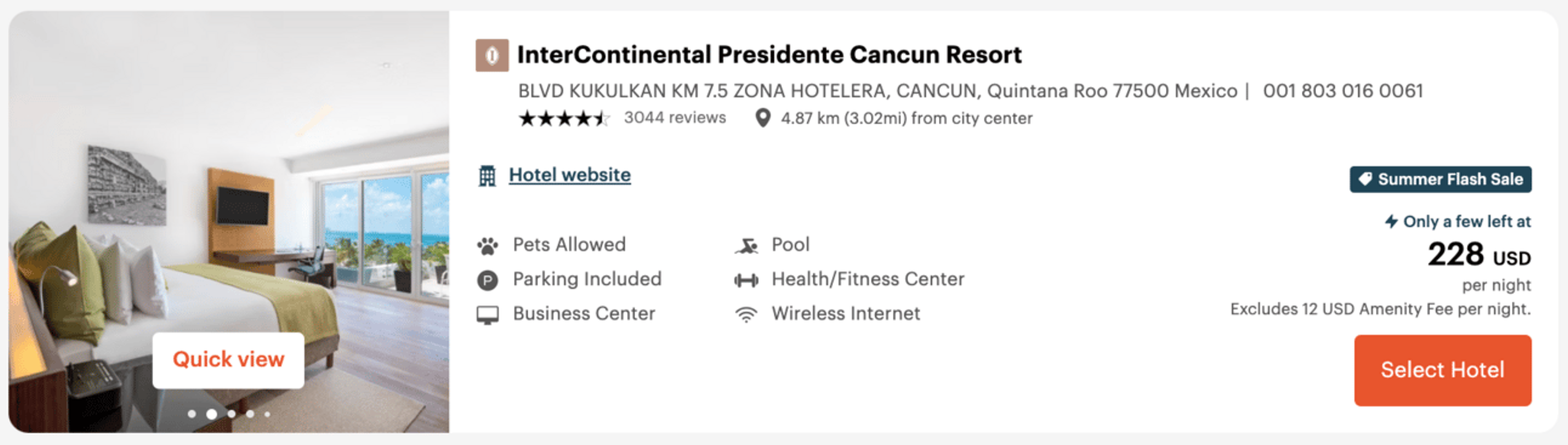 Intercontinental Cancun for $228 per night