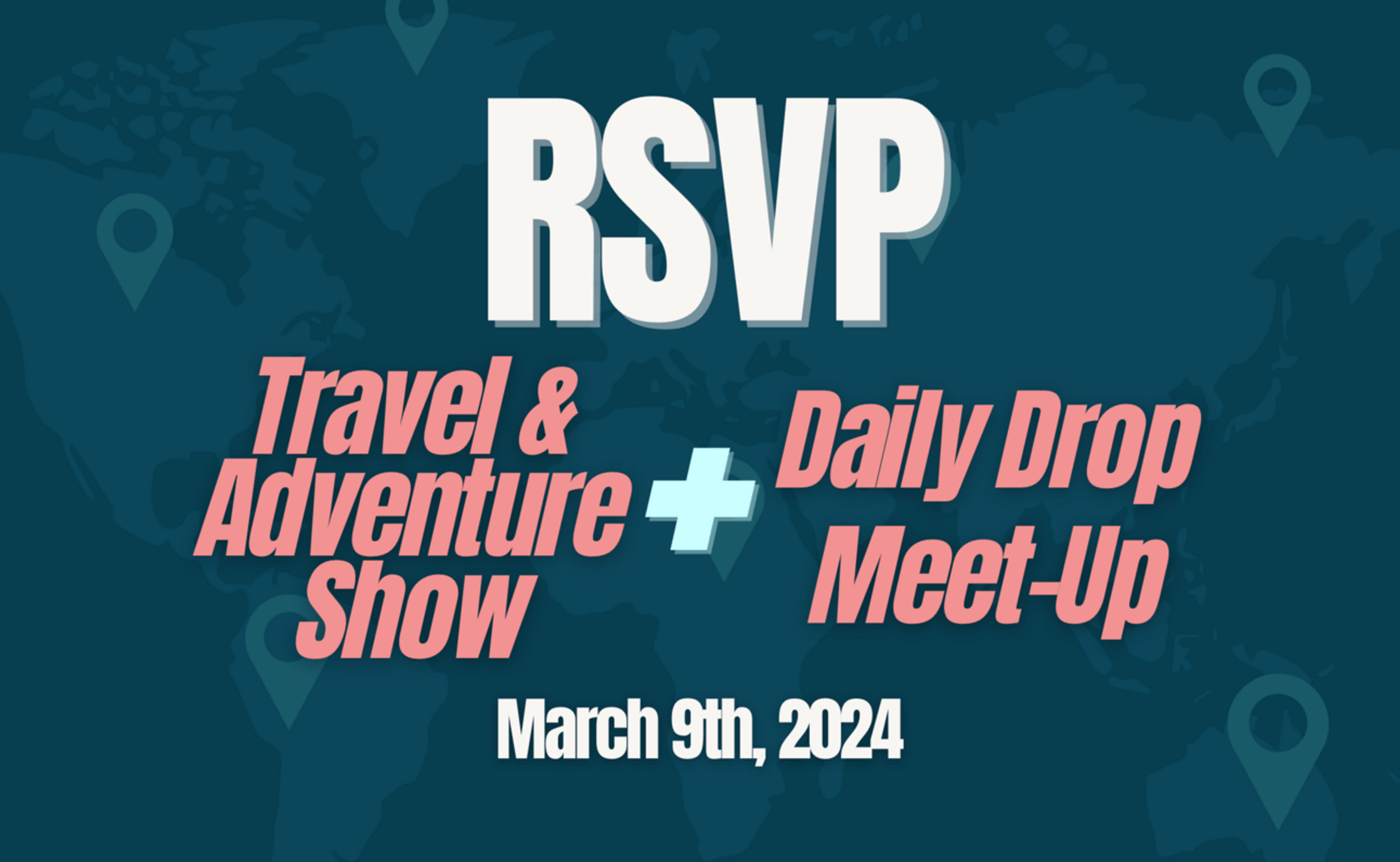 A blue and pink graphic that says RSVP