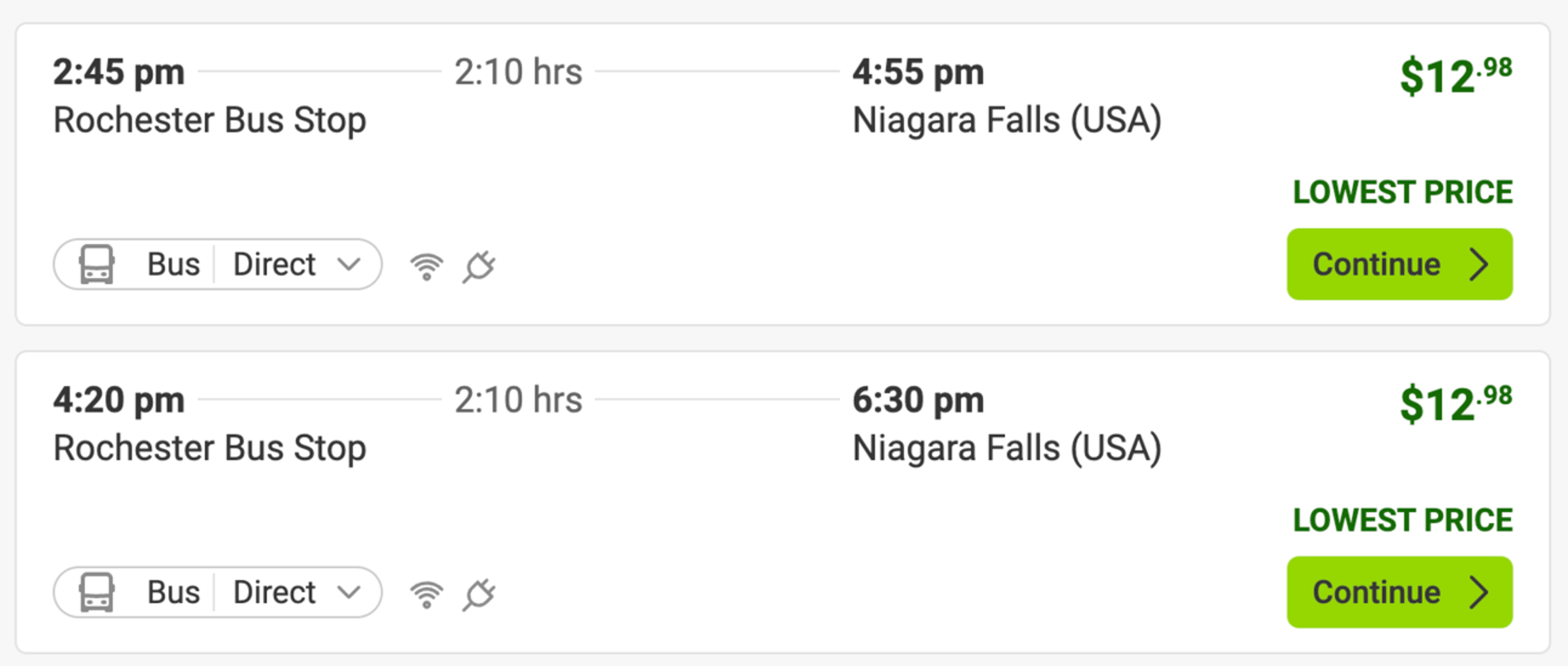 Various busses from Rochester to Niagara for $13