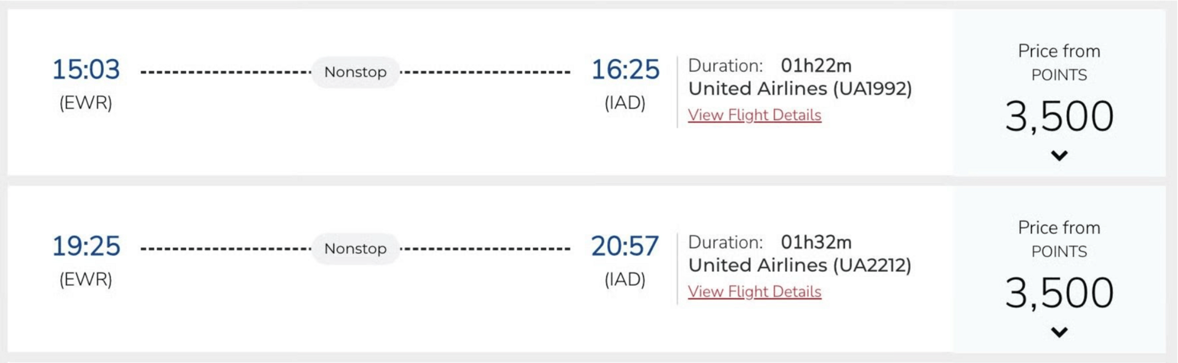 Domestic United flight for 3,500 Air India points