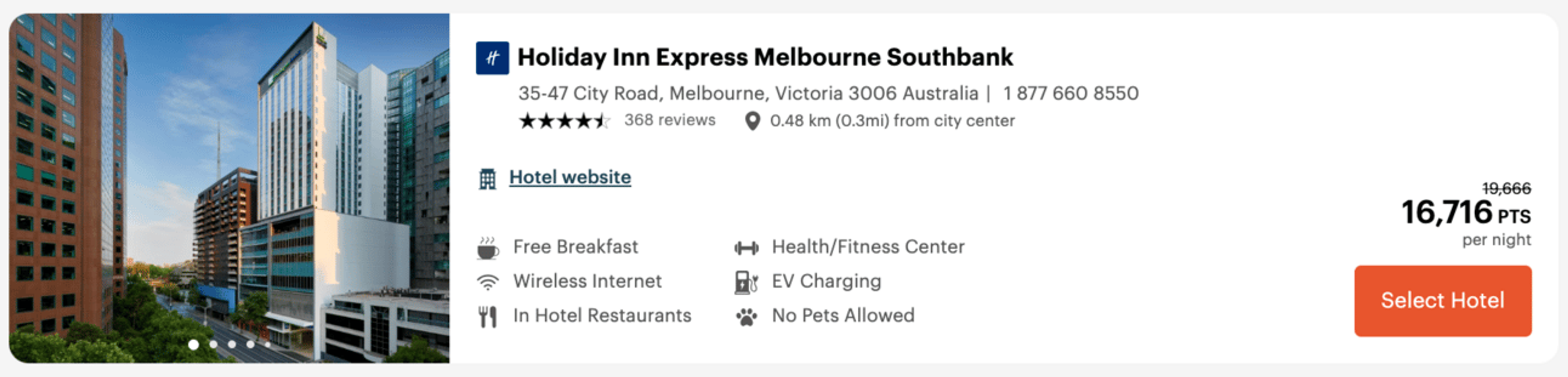 Sample IHG booking in Melbourne