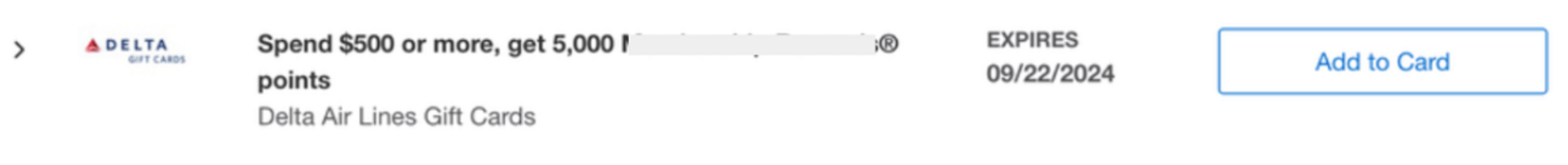 Screenshot of Delta offer from Amex