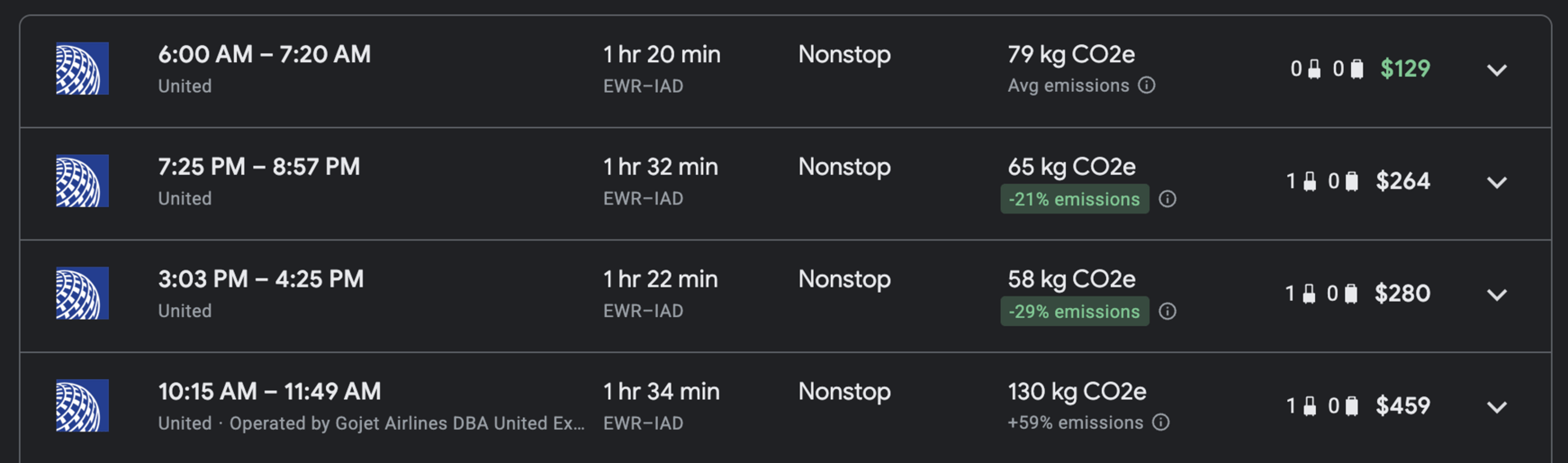 EWR-IAD (cash)