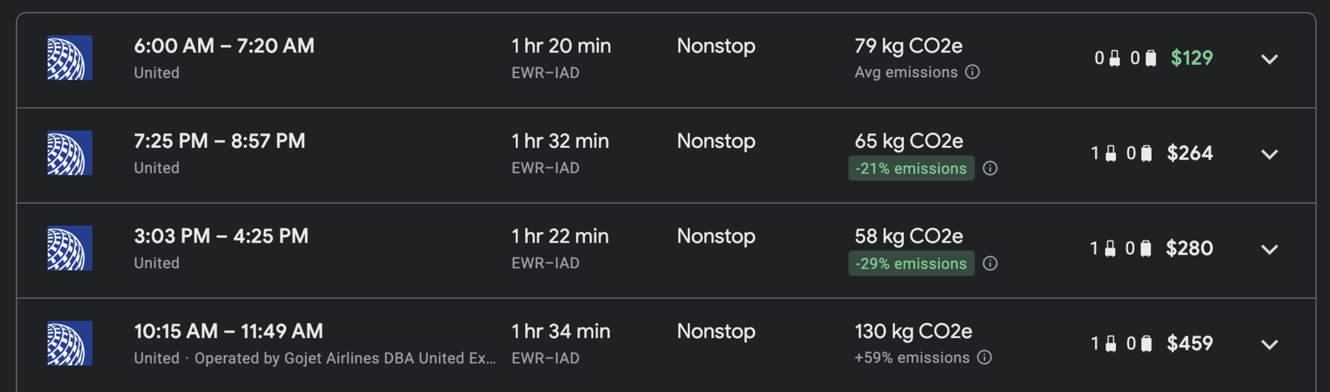 EWR-IAD (cash)