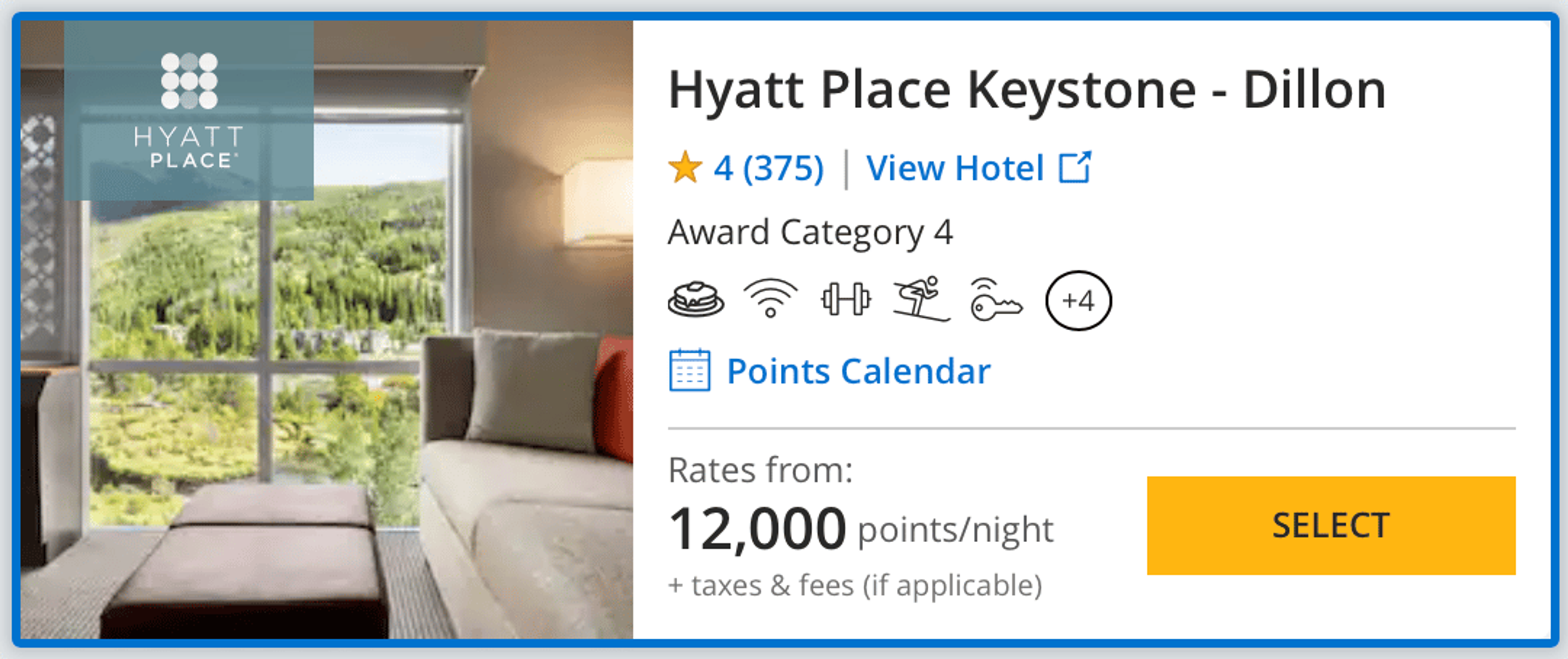 Example booking showing a Hyatt property