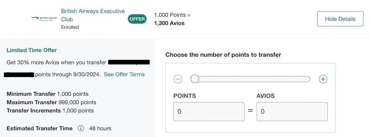 30% transfer bonus to Avios