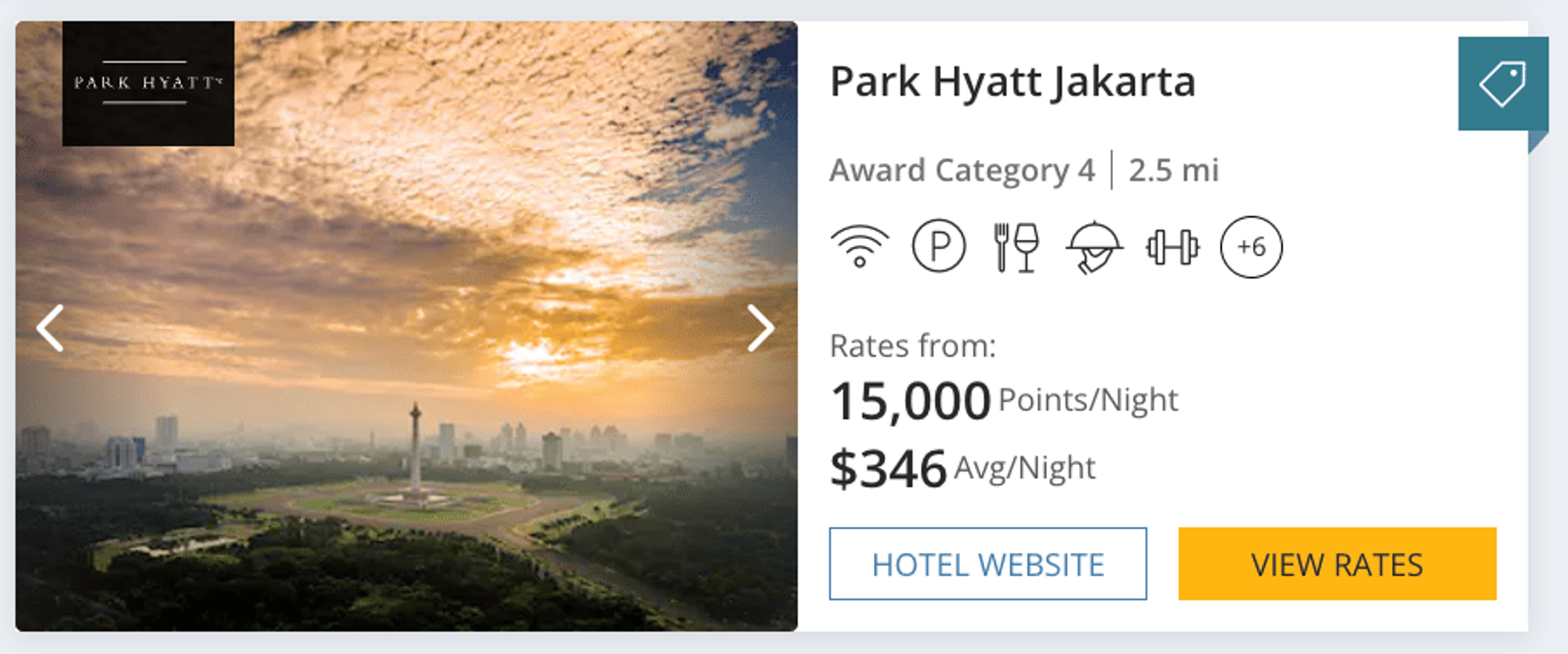 Park Hyatt Jakarta for $346 or 15,000 points per night