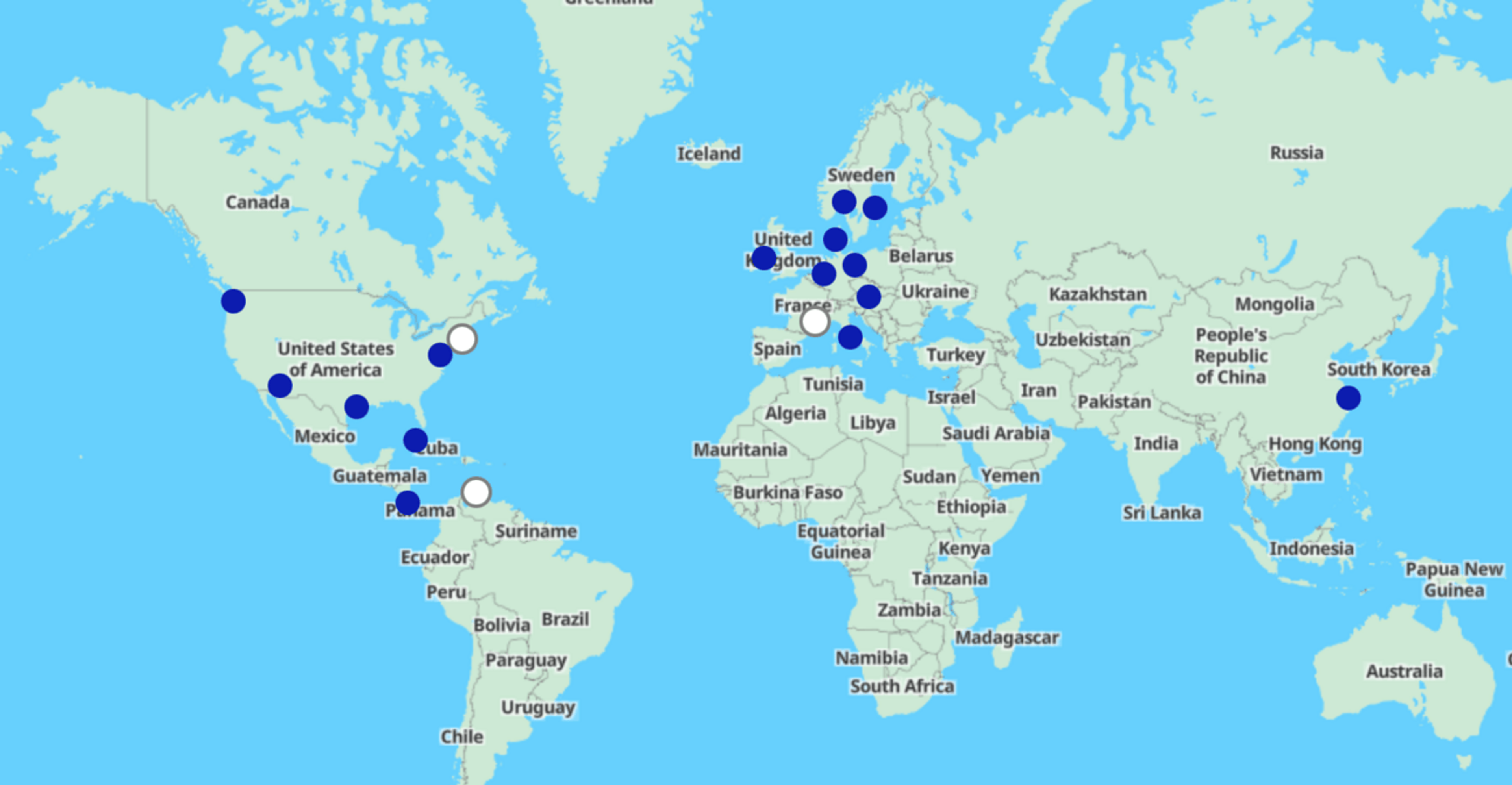 World map showing Flying Blue promo destinations