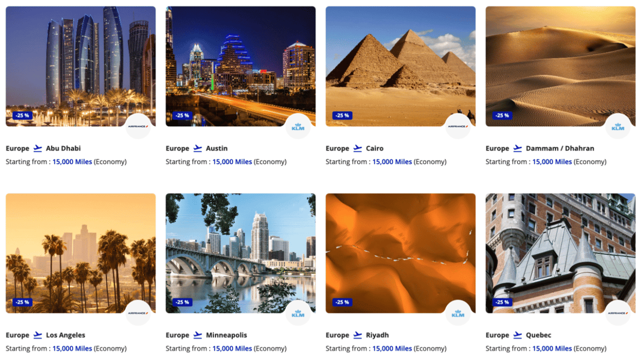 Image showing multiple destinations for the Flying Blue promo