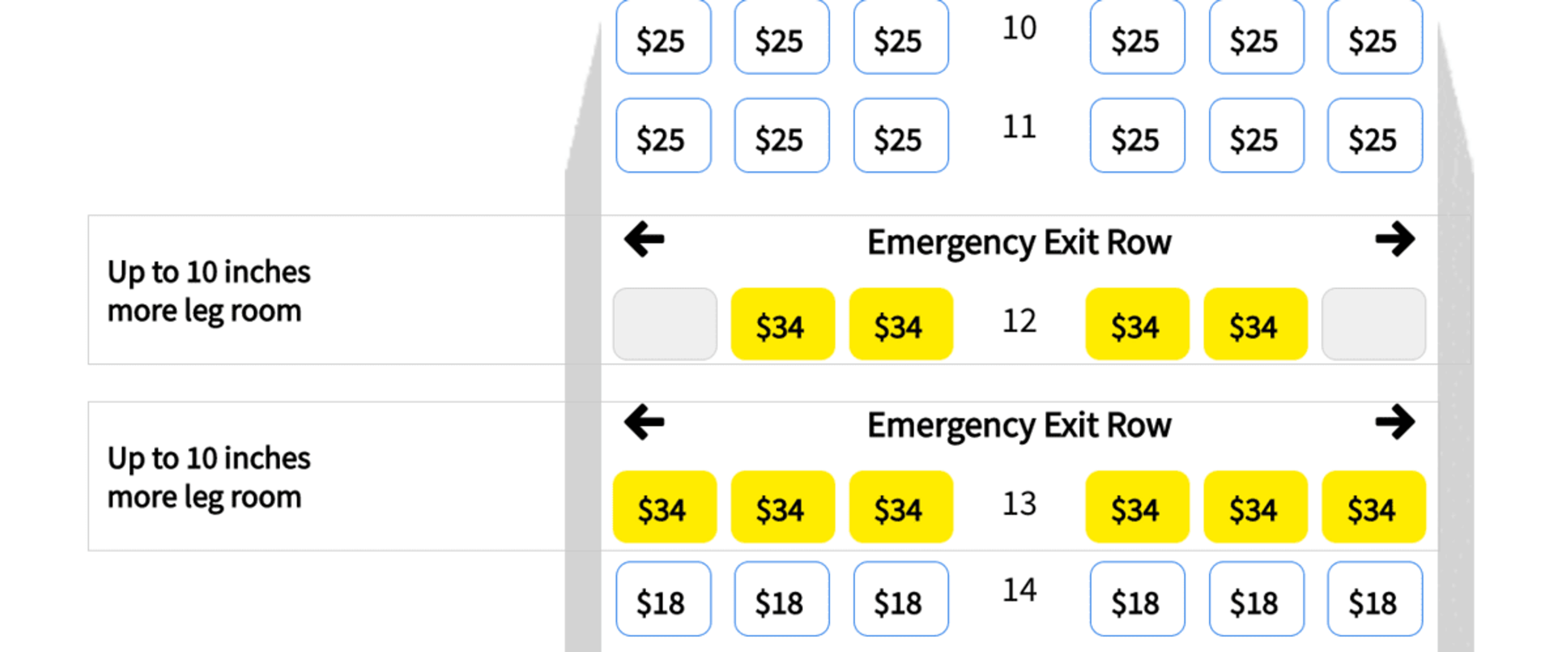 Exit row seat selection
