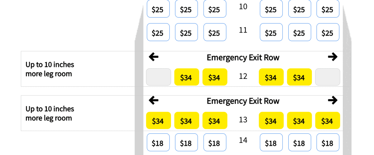 Exit row seat selection