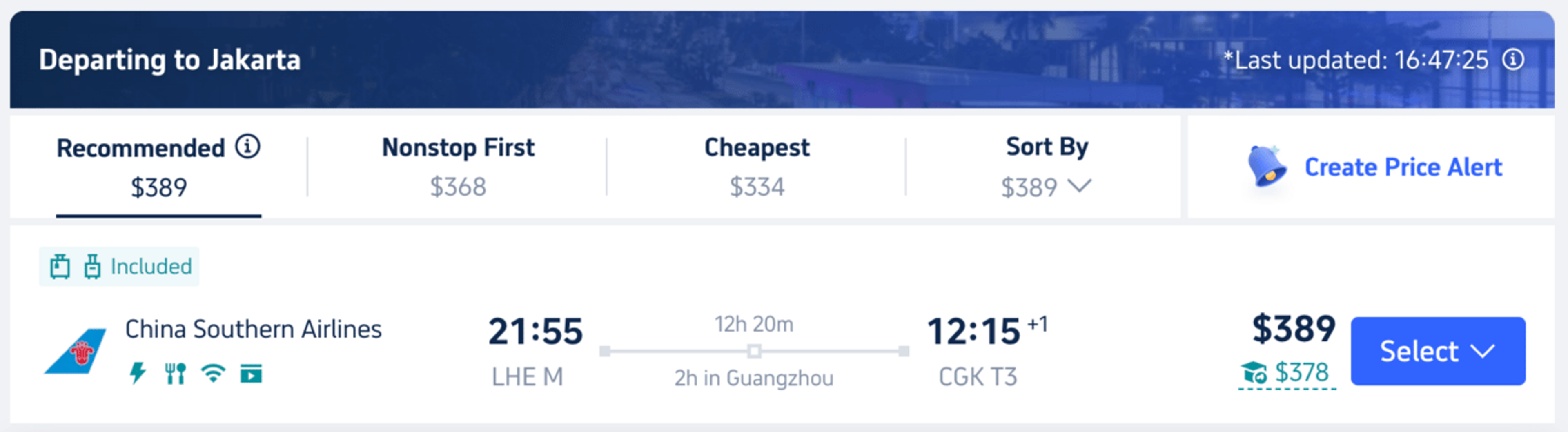 Example of a flight I booked on Trip.com