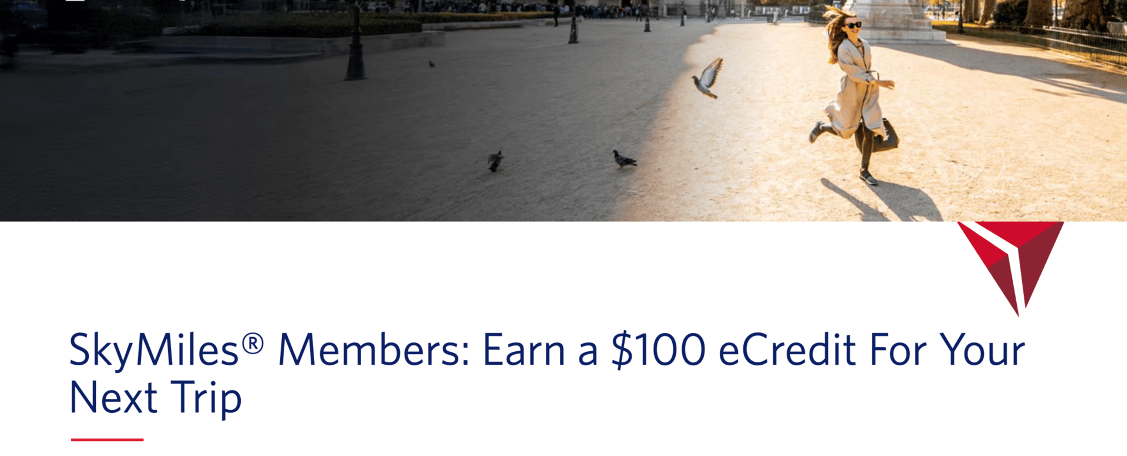 Delta $100 ecredit to Europe