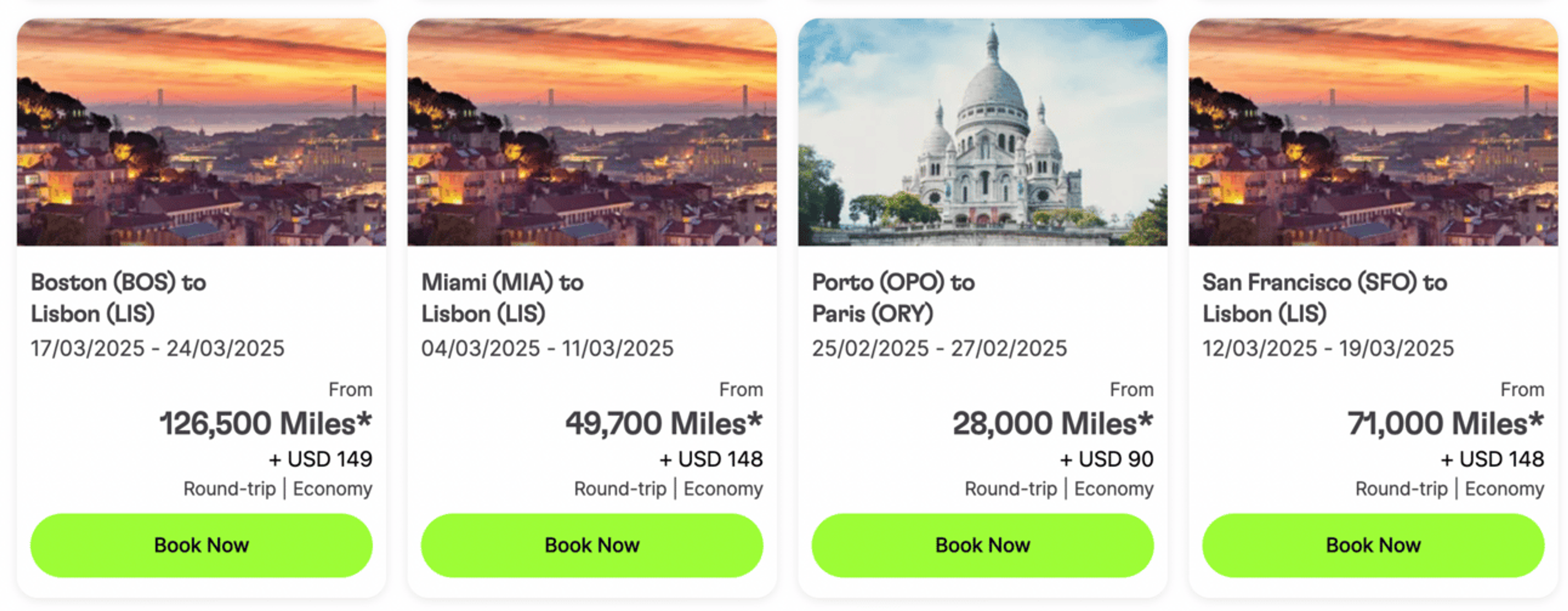 Various examples of round-trip award deals