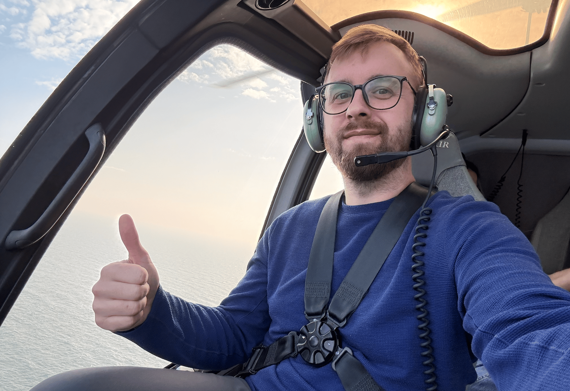 Me⦠in a helicopter