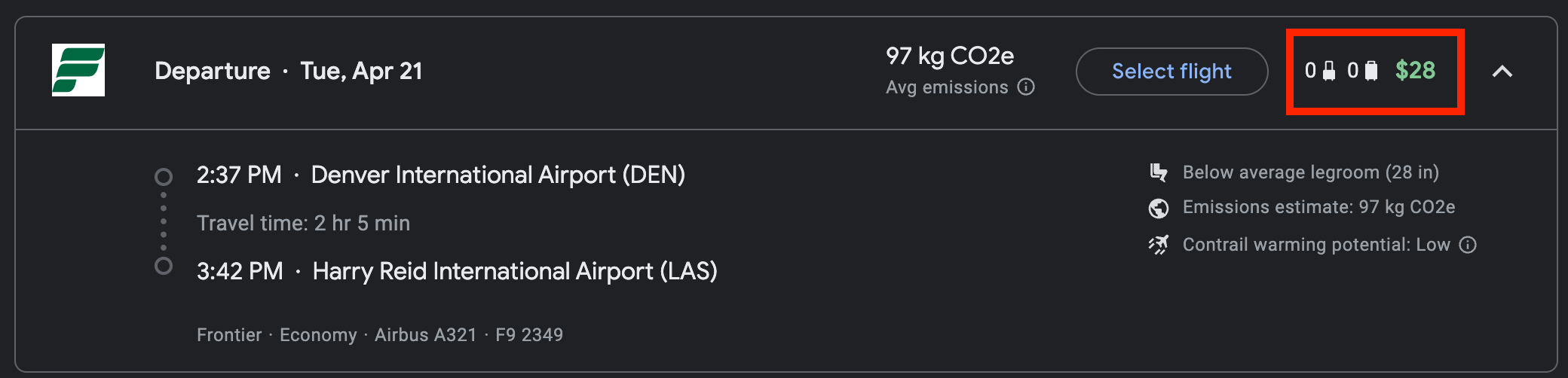 Denver to Las Vegas for $28