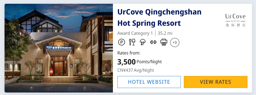 Hyatt resort in China for 3,500 points per night