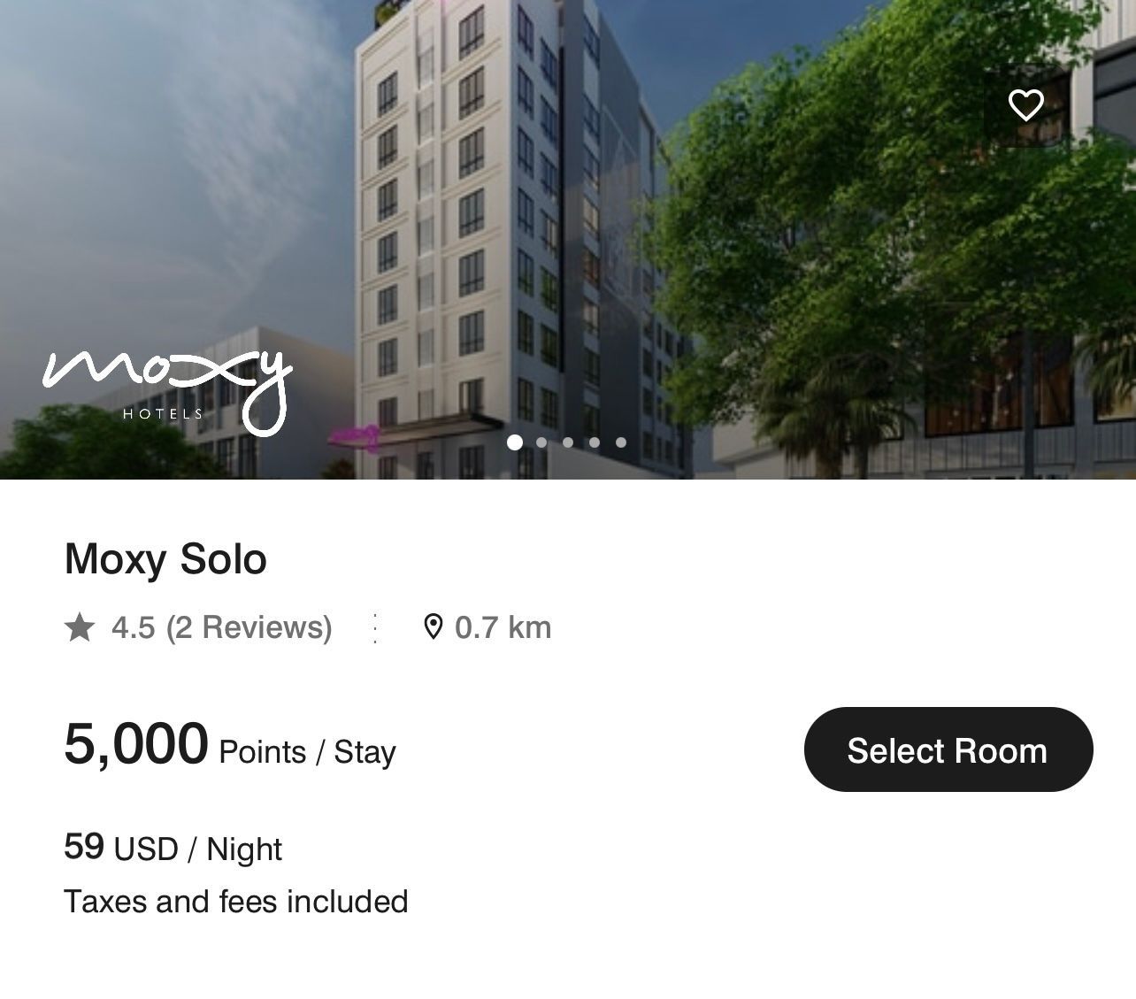 Moxy Solo for 5,000 points per night