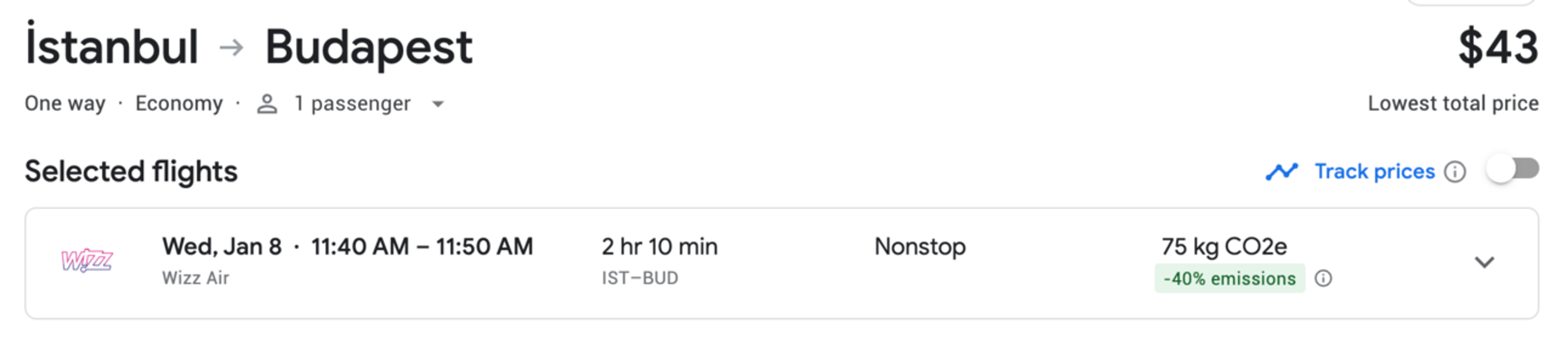 Istanbul to Budapest for $43