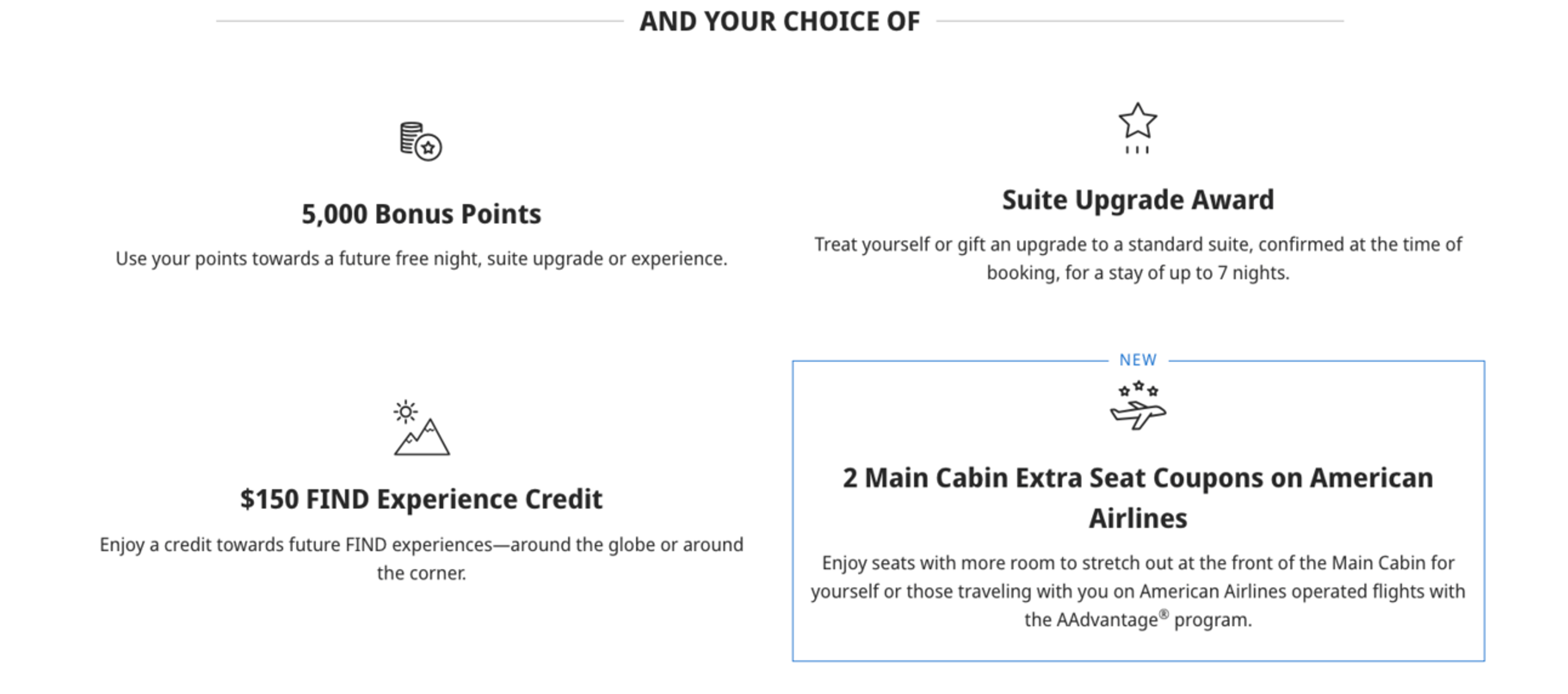 Example of a Hyatt milestone reward