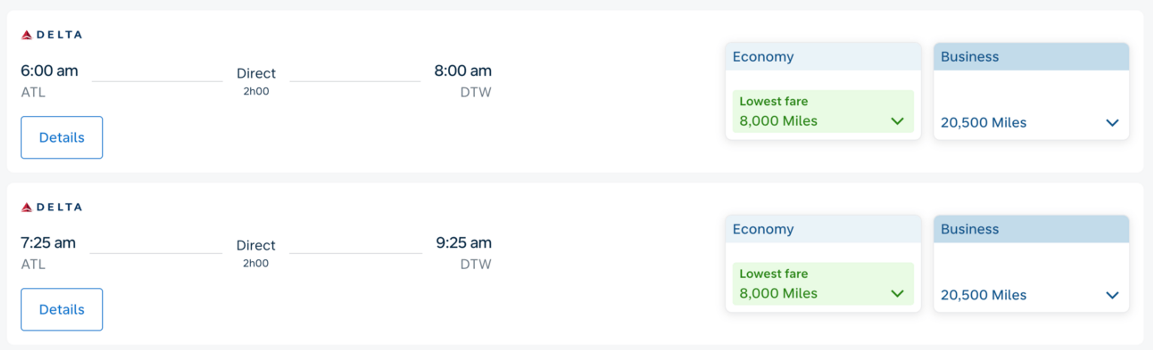 Domestic Delta flights for 8k Flying Blue miles