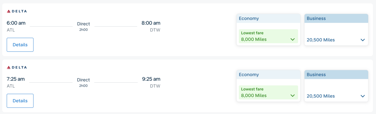 Domestic Delta flights for 8k Flying Blue miles
