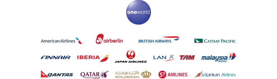 A graphic showing the logos of various OneWorld airlines