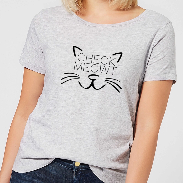 Check Meowt T-Shirt Grey | TMPTD