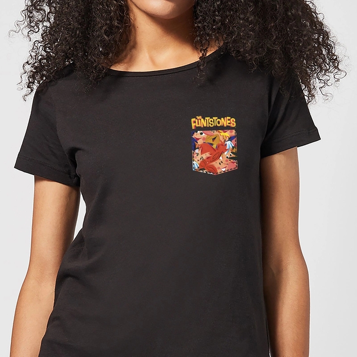 The Flintstones Pocket Pattern T-Shirt Black